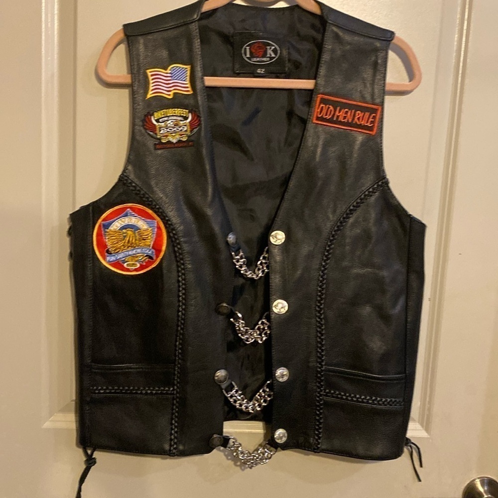 IK Leather Mens Motorcycle vest perfect condition vintage size 42